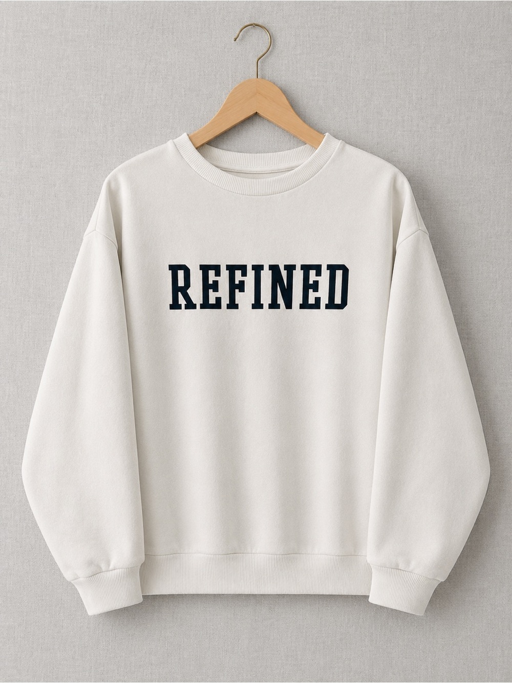 OAK + FORT Cream Crewneck Sweatshirt with REFFINED Print